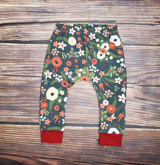 Vintage Christmas Floral Leggings